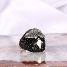 925 Ayar Gümüş Kartal Motifli Mikro Taşlı Erkek Yüzük