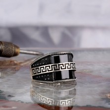 Siyah Zirkon Taşlı Model 925 Ayar Gümüş Erkek Yüzük