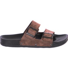 Pierre Cardin 7241 Kahve Nubuk Çift Bantlı Erkek Terlik