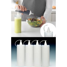Mediterian 4 Adet Şeffaf Plastik Yağlık ve Sosluk Şişesi 700 ml, Beyaz, Pratik Kullanım