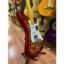 Lea Desenli Sunburst 2 Sıngle 1 Humbucker Elektro Gitar-Kılıf Kablo Pena Dahil