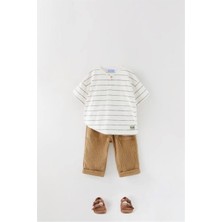 Erkek Çocuk Müslin Kumaş Alt-Üst Takım Kahverengi