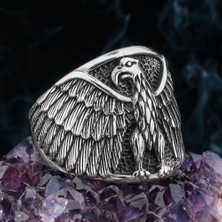 Kartal Tasarımlı 925 Ayar Gümüş Erkek Yüzük