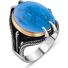 925 Ayar Gümüş Pençeli Firuze Taşlı Yüzük