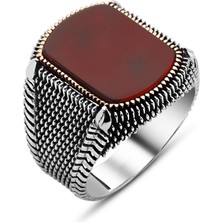 925 Ayar Gümüş Akik Taşlı Erkek Yüzük