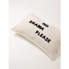 No Drama Please - Dikdörtgen Motto Punch Kırlent Kılıfı - Siyah
