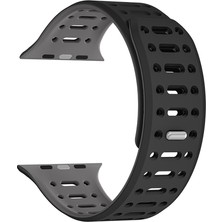 Uzaklarda Arama Watch 10 46MM Uyumlu  KRD-124 Silikon Kordon Strap Kayış-Siyah-Gri