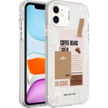 Uzaklarda Arama  Apple iPhone 12 Kılıf Mermer Desenli Uzrm Marbello Kapak-Kahverengi