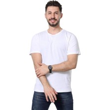 Slim Fit Bisiklet Yaka Siyah Basic Düz Kısa Kollu Tişört