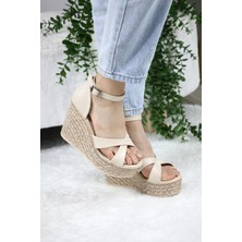 Asmi Shoes Kadın Siyah Dolgu Topuklu  Ayakkabı Rahat Yüksek Topuklu 11 cm