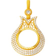 Lale Yarım Altın Çerçevesi Kolye Ucu