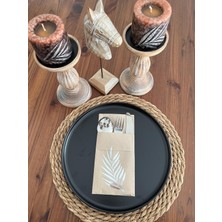 Kidspartim Gümüş Yaldızlı Kraft Yaprak Cepli Kanguru Peçete 12 Adet