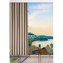 Kalın Düğmeli Kornişli Bağcıklı 1. Sınıf Balkon Perdesi Isı-Işık Geçirmez Kahve-Krem