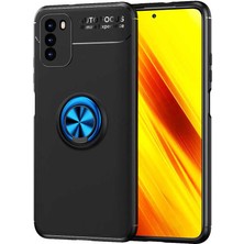 Xiaomi Poco M3 Kılıf Uzrm Ravel Silikon Kapak-Siyah-Mavi
