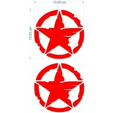 Army Yıldız 13 x 13 cm Kırmızı Sticker 2 Li