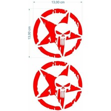 Army Yıldız Kuru Kafa 13 x 13 cm Kırmızı Sticker 2 Li