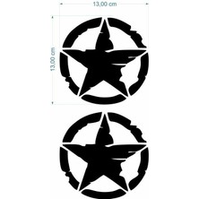 Army Yıldız 13 x 13 cm Siyah Sticker 2 Li