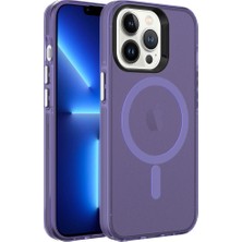 Uzaklarda Arama  Apple iPhone 13 Pro Uyumlu Uzrm Magsafe Şarj Özellikli Buzlu Transparan C-Pro Sert Kapak-Derin Mor