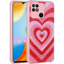 Xiaomi Poco C40 Kılıf Simli Desenli Kamera Korumalı Parlak Uzrm Popy Kapak-Kalp