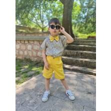 Erkek Çocuk Poplin Gömlek Papyon ve Şort Kombin