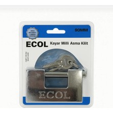 Ecol Kayar Milli Çelik Asma Kilit Yandan 90 mm