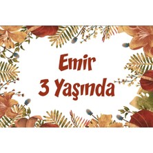 Sarı Yapraklar ve Kuşlar Temalı Doğum Günü Afişi 35X50 cm