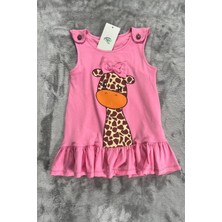 Baskılı Fırfırlı Fiyonklu Kız Çocuk Elbise