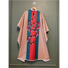 Mediterian Yılan Desenli Penuar Berber Önlüğü, Saç ve Tıraş İşleri İçin Şık Koruyucu, Sarı