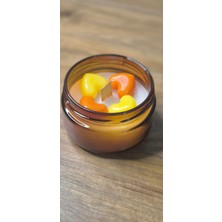  Dekoratif-Kavanoz Mum Turuncu Sarı Kalpli Mum