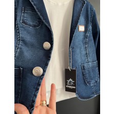 Erkek Çocuk Denim Blazer Ceket ve Keten Pantolon Takım (3 Parça)