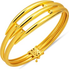 3'lü Kaburga Sarı Altın Bilezik