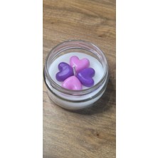  Dekoratif-Pembe Mor Kalpli Kavanoz Mum