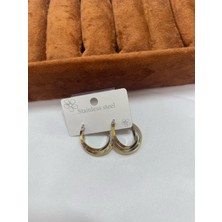 Gümüş Gold Sarmal Çelik Küpe