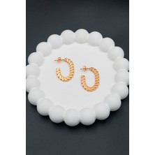 Kadın Gold 2,5 cm 316L Paslanmaz Çelik Arpa Model Halka Küpe