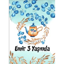 Mavi Pasta Temalı Doğum Günü Afişi 50X70 cm