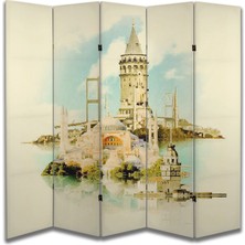 Şehir Temalı Özel Tasarım Paravan Room Divider 180 x 200 cm