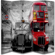 DB Sanat Şehir Temalı Tasarım Ahşap Paravan Room Divider 180 x 200 cm Renkli Dijital Baskı