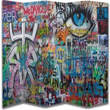 Grafiti Temalı Özel Tasarım Paravan Room Divider 180 x 200 cm