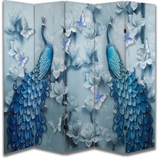 Kuş Temalı Özel Tasarım Paravan Room Divider 180 x 200 cm
