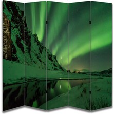 Kuzey Işıkları Temalı Özel Tasarım Paravan Room Divider 180 x 200 cm