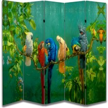 Kuş Temalı Özel Tasarım Paravan Room Divider 180 x 200 cm