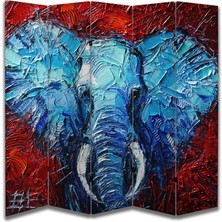 Fil Temalı Özel Tasarım Paravan Room Divider 180 x 200 cm