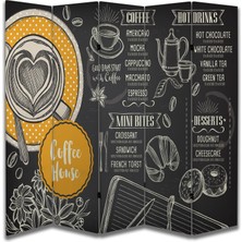 Kafe Temalı Özel Tasarım Paravan Room Divider 180 x 200 cm