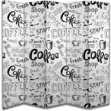 Kafe Temalı Özel Tasarım Paravan Room Divider 180 x 200 cm