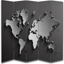 Coğrafya Temalı Özel Tasarım Paravan Room Divider 180 x 200 cm