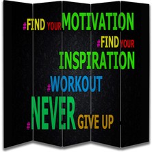 Motivasyon Temalı Özel Tasarım Paravan Room Divider 180 x 200 cm