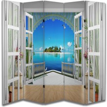 Manzara Temalı Özel Tasarım Paravan Room Divider 180 x 200 cm