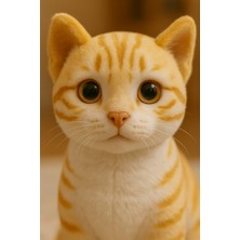 Gerçek Görünümlü Sesli Miyavlayan Peluş Kedi | 35 cm Ayakta Oyuncak Tekir| Peluş Oyuncak