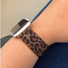 MobaxAksesuar Apple Watch 42/44/45/46/49MM Leopar Desenli Kordon Milano Loop Metal Kordon 2/3/4/5/6/se/7/8/9/10/ultra