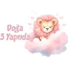 Pembe Sevimli Aslan Doğum Günü Afişi 70X100 cm
